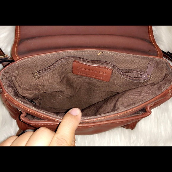 COBB & CO Brown Leather Messenger Crossbody Bag - Picture 6 of 7